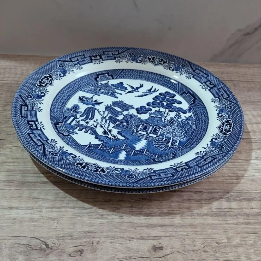 Churchill Willow Blue 10.25-Inch Dinner Plates Set Of 2 Made‎ In England
